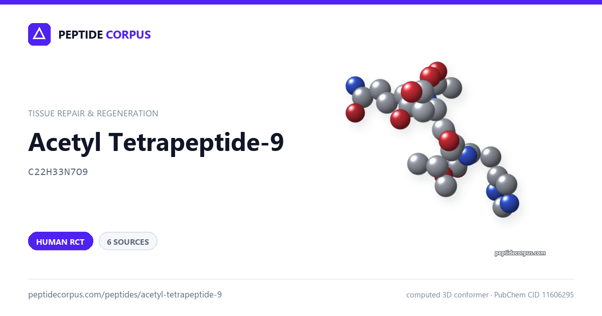 Share card for Acetyl Tetrapeptide-9: structure, evidence rung and sources on file