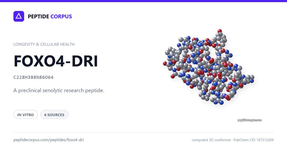 Share card for FOXO4-DRI: structure, evidence rung and sources on file