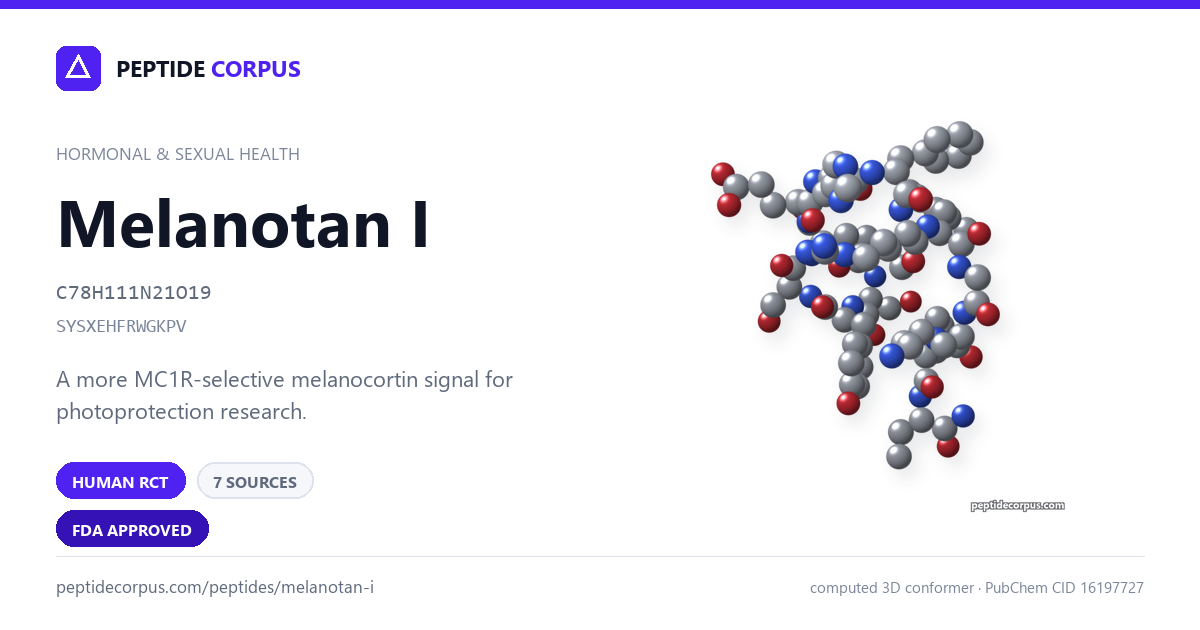 Share card for Melanotan I: structure, evidence rung and sources on file