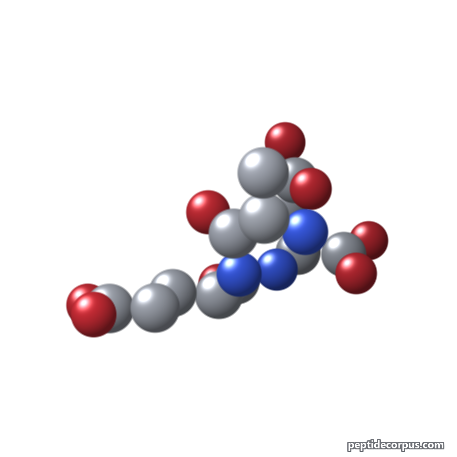 Space-filling 3D model of Cartalax, carbon grey, nitrogen blue, oxygen red